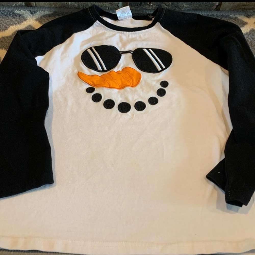 Boys boutique snowman with sunglasses winter raglan shirt